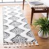 SAFAVIEH Area Rug 8×10 – Moroccan Tassel Shag Collection – Large – Ivory & Brown, Boho Design, Non-Shedding & Easy Cleaning, Plush Pile, Ideal for Living Room, Bedroom, Dining Space (MTS652A)(Dark Grey/Ivory)