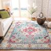 SAFAVIEH Monaco Collection Area Rug – 8′ x 11′, Violet & Light Blue, Non-Shedding & Easy to Clean, Distressed Medallion Design, Ideal for Living Room, Bedroom, Dining Space (MNC243L)(Light Blue/Fuchsia)