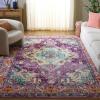 SAFAVIEH Monaco Collection Area Rug – 8′ x 11′, Violet & Light Blue, Non-Shedding & Easy to Clean, Distressed Medallion Design, Ideal for Living Room, Bedroom, Dining Space (MNC243L)(Violet/Light Blue)