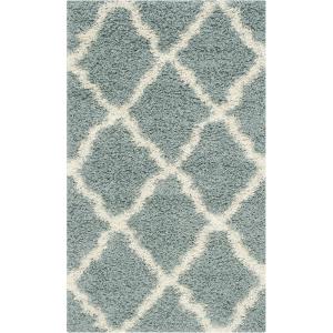 SAFAVIEH Area Rug 8×10 – Dallas Shag Collection – Large – Ivory & Beige, Trellis Pattern, Non-Shedding & Easy Cleaning, Plush Thick Pile, Ideal for Living Room, Bedroom, Dining Space (SGD257B)(Seafoam/Ivory)