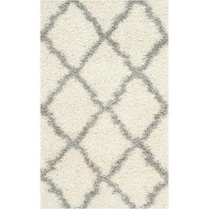SAFAVIEH Area Rug 8×10 – Dallas Shag Collection – Large – Ivory & Beige, Trellis Pattern, Non-Shedding & Easy Cleaning, Plush Thick Pile, Ideal for Living Room, Bedroom, Dining Space (SGD257B)(Ivory/Grey)