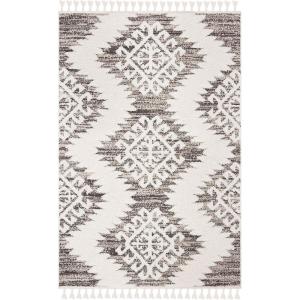 SAFAVIEH Area Rug 8×10 – Moroccan Tassel Shag Collection – Large – Ivory & Brown, Boho Design, Non-Shedding & Easy Cleaning, Plush Pile, Ideal for Living Room, Bedroom, Dining Space (MTS652A)(Ivory/Brown)