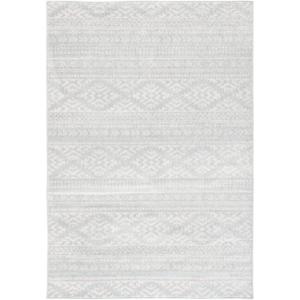 SAFAVIEH Area Rug 8×10 – Tulum Collection – Large – Ivory & Navy, Moroccan Boho Tribal Design, Non-Shedding & Easy to Clean, Ideal for Living Room, Bedroom, Dining Space (TUL272D)(Light Grey/Ivory)