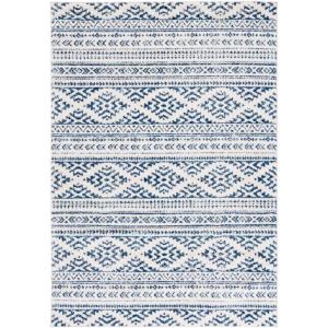 SAFAVIEH Area Rug 8×10 – Tulum Collection – Large – Ivory & Navy, Moroccan Boho Tribal Design, Non-Shedding & Easy to Clean, Ideal for Living Room, Bedroom, Dining Space (TUL272D)(Ivory/Navy)