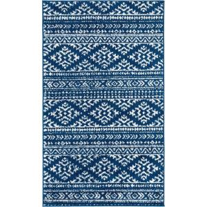 SAFAVIEH Area Rug 8×10 – Tulum Collection – Large – Ivory & Navy, Moroccan Boho Tribal Design, Non-Shedding & Easy to Clean, Ideal for Living Room, Bedroom, Dining Space (TUL272D)(Navy/Ivory)