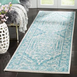 SAFAVIEH Area Rug 9×12 – Adirondack Collection – Large – Navy & Ivory, Oriental Medallion Design, Non-Shedding & Easy to Clean, Ideal for Living Room, Bedroom, Dining Space (ADR108N)(Ivory/Teal)