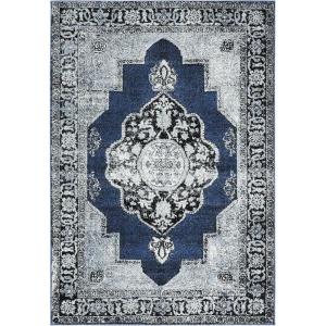 SAFAVIEH Vintage Hamadan Collection Area Rug – 8′ x 10′, Red & Multi, Oriental Traditional Persian Design, Non-Shedding & Easy Care, Ideal for High Traffic Areas in Living Room, Bedroom (VTH219A)(Blue/Grey)
