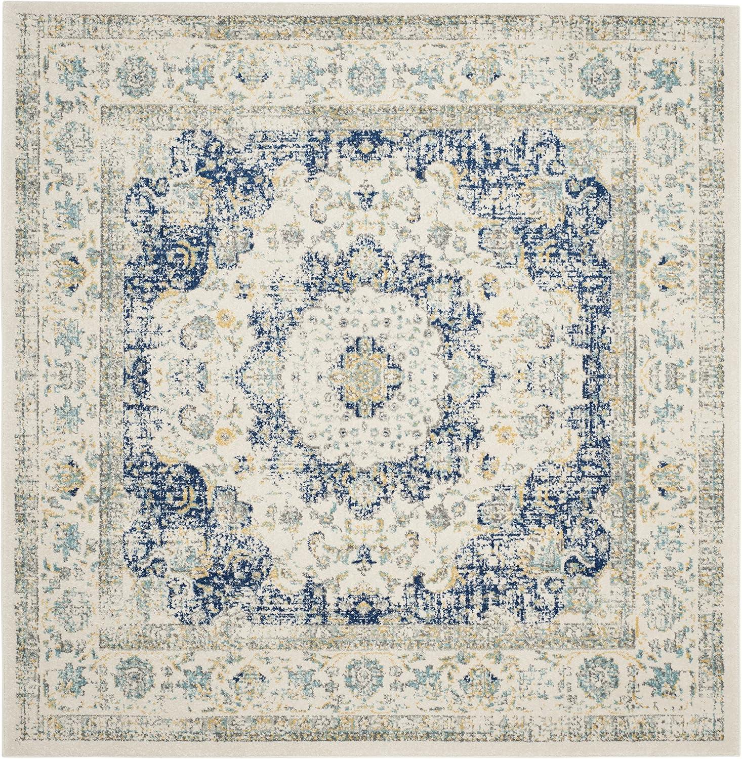 image:imageSAFAVIEH Area Rug 8x10 Evoke Collection Large Ivory amp Blue Shabby Chic Oriental Medallion Design NonShedding amp Easy to Clean Ideal for Living Room Bedroom Dining Space EVK220CIvoryBlue