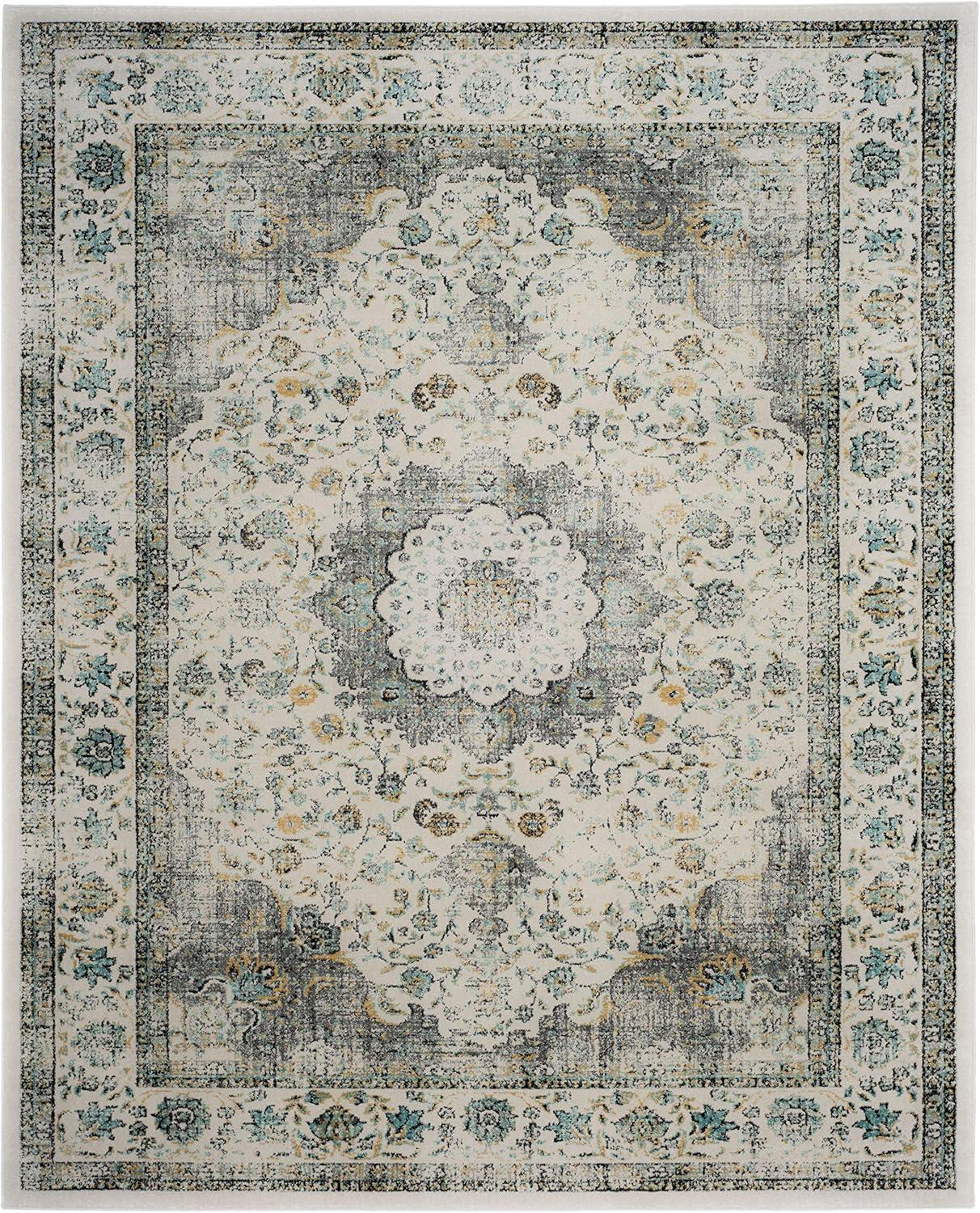 image:imageSAFAVIEH Area Rug 8x10 Evoke Collection Large Ivory amp Blue Shabby Chic Oriental Medallion Design NonShedding amp Easy to Clean Ideal for Living Room Bedroom Dining Space EVK220CGreyGold
