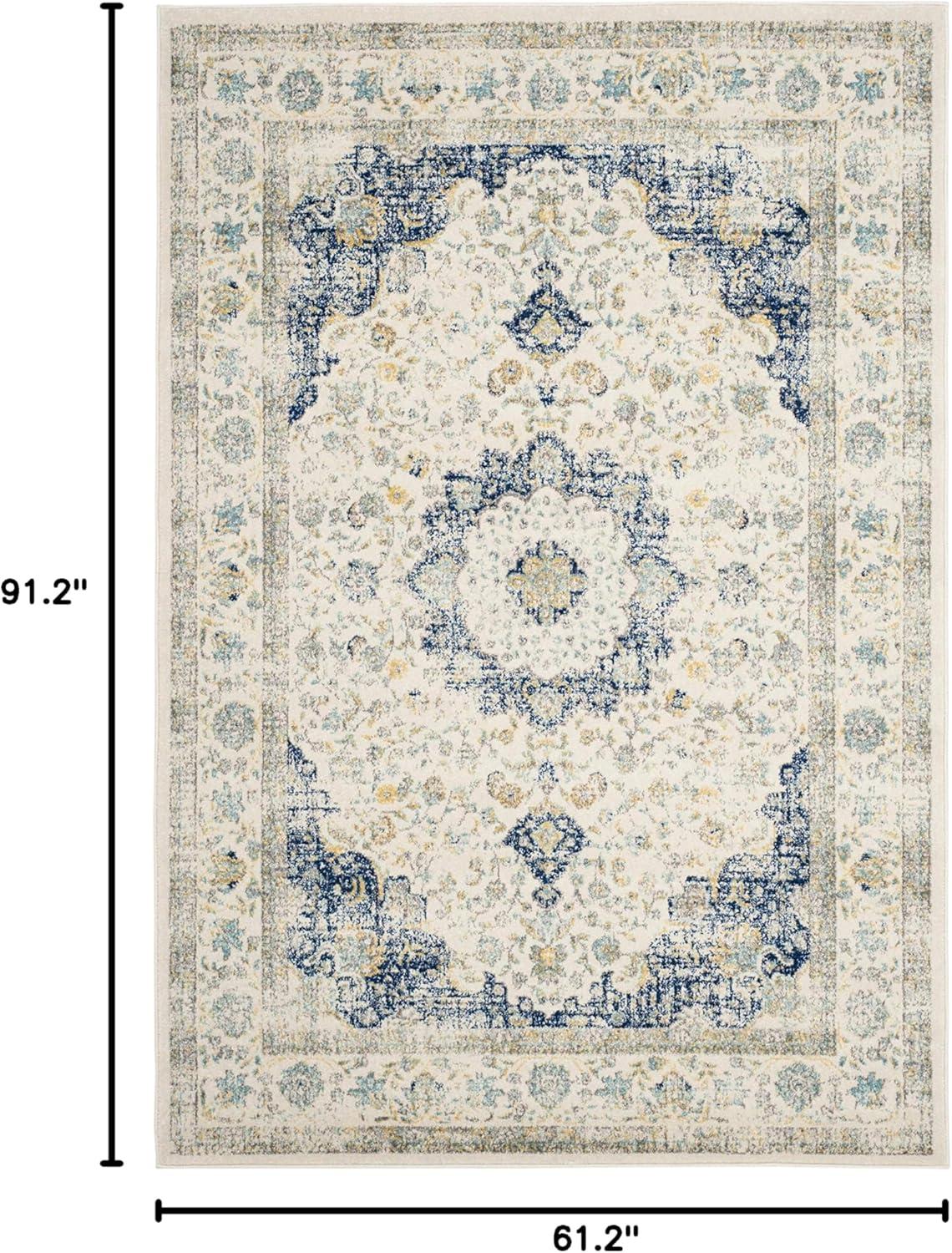 image:imageSAFAVIEH Area Rug 8x10 Evoke Collection Large Ivory amp Blue Shabby Chic Oriental Medallion Design NonShedding amp Easy to Clean Ideal for Living Room Bedroom Dining Space EVK220CIvoryBlue