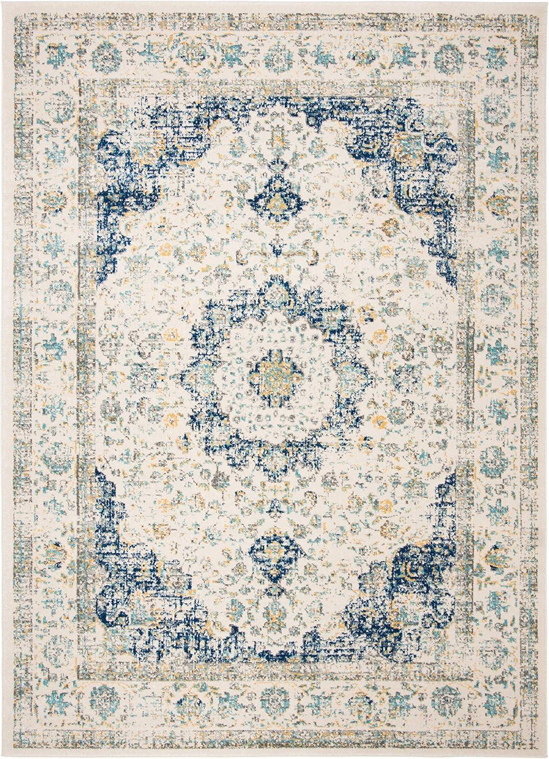 image:imageSAFAVIEH Area Rug 8x10 Evoke Collection Large Ivory amp Blue Shabby Chic Oriental Medallion Design NonShedding amp Easy to Clean Ideal for Living Room Bedroom Dining Space EVK220CIvoryBlue