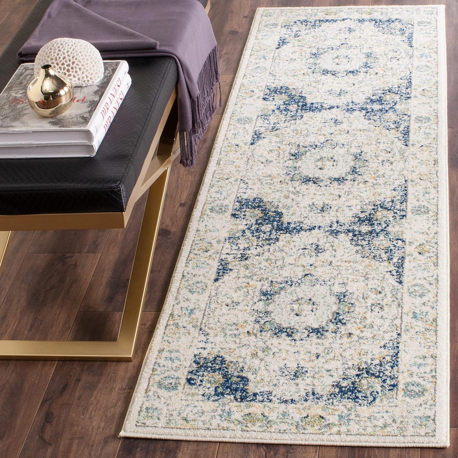 image:imageSAFAVIEH Area Rug 8x10 Evoke Collection Large Ivory amp Blue Shabby Chic Oriental Medallion Design NonShedding amp Easy to Clean Ideal for Living Room Bedroom Dining Space EVK220CIvoryBlue