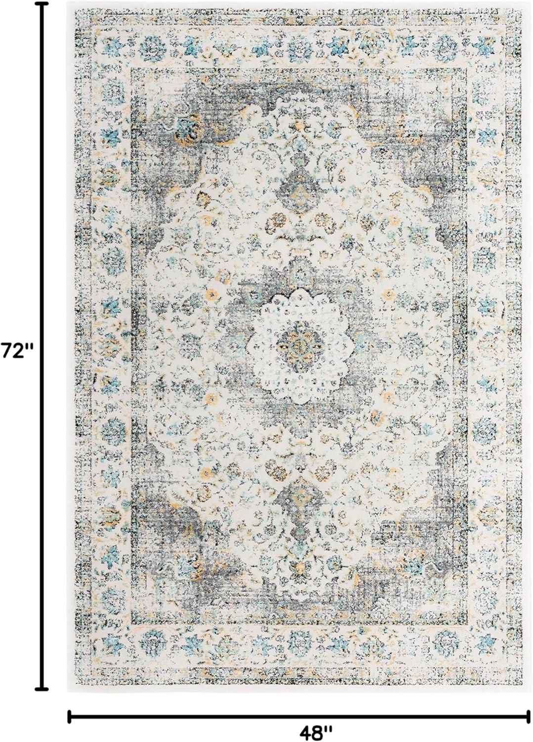 image:imageSAFAVIEH Area Rug 8x10 Evoke Collection Large Ivory amp Blue Shabby Chic Oriental Medallion Design NonShedding amp Easy to Clean Ideal for Living Room Bedroom Dining Space EVK220CGreyGold