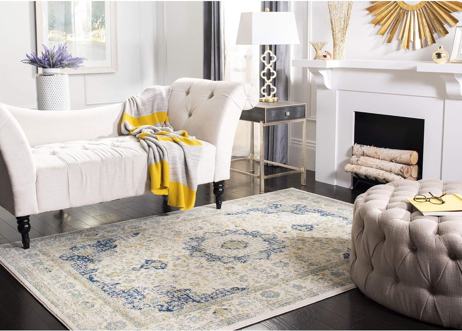 image:imageSAFAVIEH Area Rug 8x10 Evoke Collection Large Ivory amp Blue Shabby Chic Oriental Medallion Design NonShedding amp Easy to Clean Ideal for Living Room Bedroom Dining Space EVK220CIvoryBlue