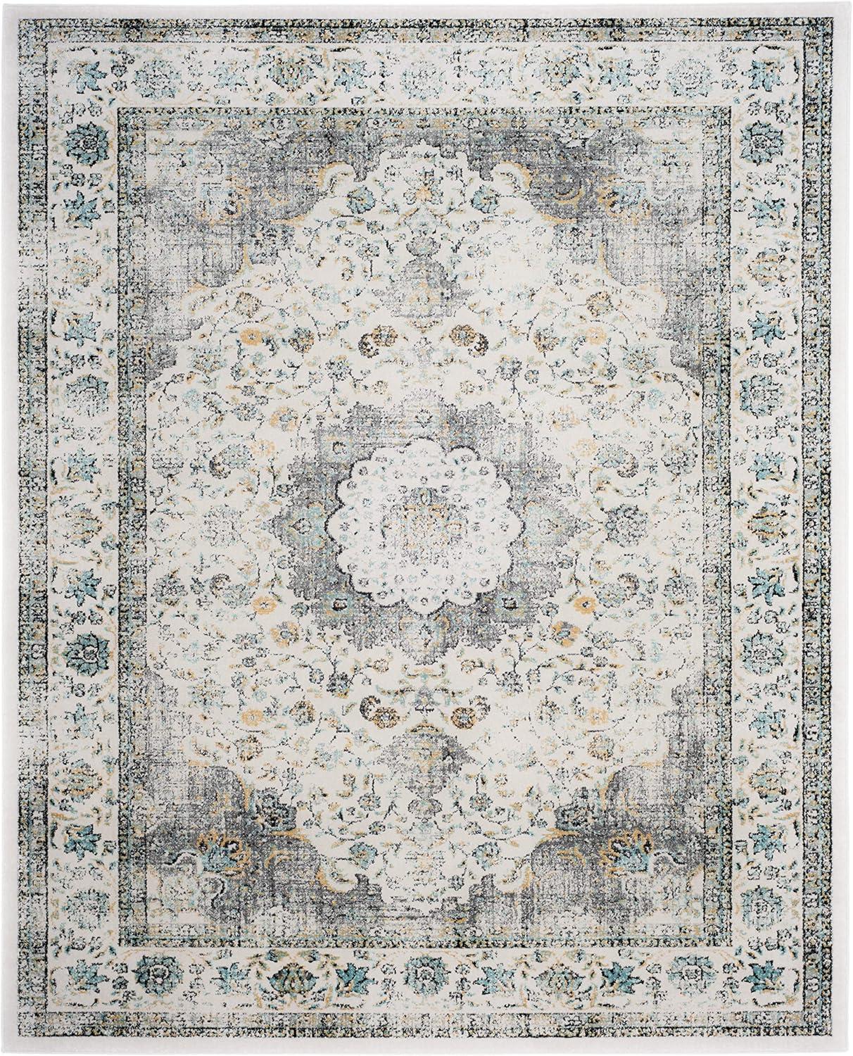 image:imageSAFAVIEH Area Rug 8x10 Evoke Collection Large Ivory amp Blue Shabby Chic Oriental Medallion Design NonShedding amp Easy to Clean Ideal for Living Room Bedroom Dining Space EVK220CGreyGold