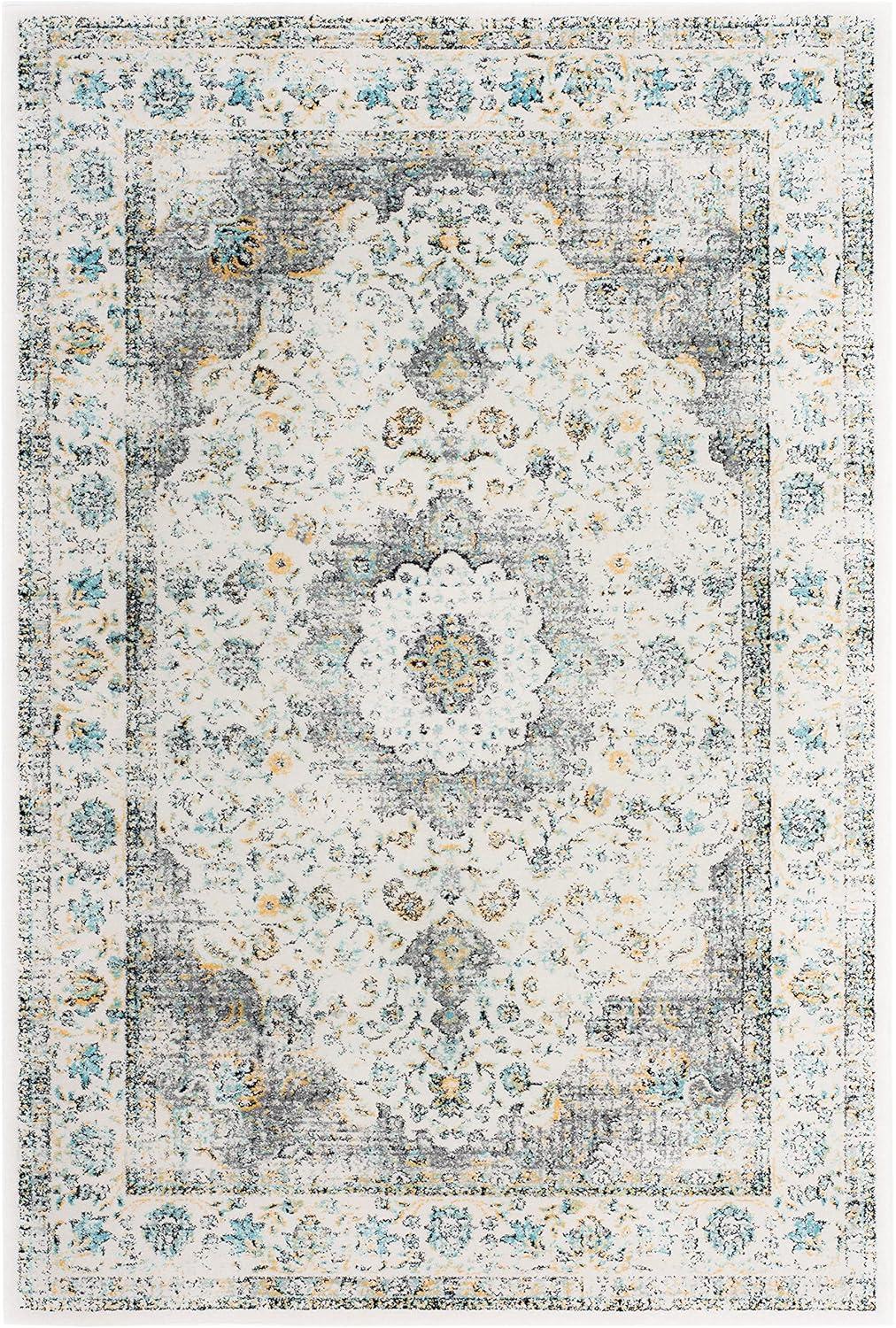 image:imageSAFAVIEH Area Rug 8x10 Evoke Collection Large Ivory amp Blue Shabby Chic Oriental Medallion Design NonShedding amp Easy to Clean Ideal for Living Room Bedroom Dining Space EVK220CGreyGold