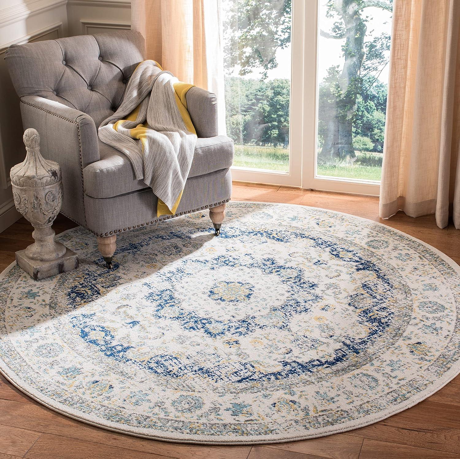 image:imageSAFAVIEH Area Rug 8x10 Evoke Collection Large Ivory amp Blue Shabby Chic Oriental Medallion Design NonShedding amp Easy to Clean Ideal for Living Room Bedroom Dining Space EVK220CIvoryBlue