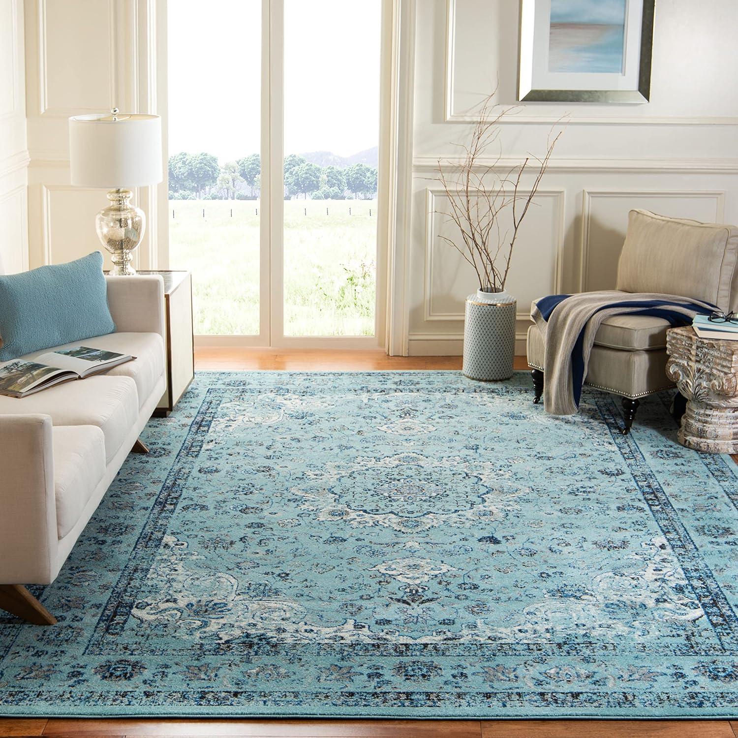 image:imageSAFAVIEH Area Rug 8x10 Evoke Collection Large Ivory amp Blue Shabby Chic Oriental Medallion Design NonShedding amp Easy to Clean Ideal for Living Room Bedroom Dining Space EVK220CLight Blue