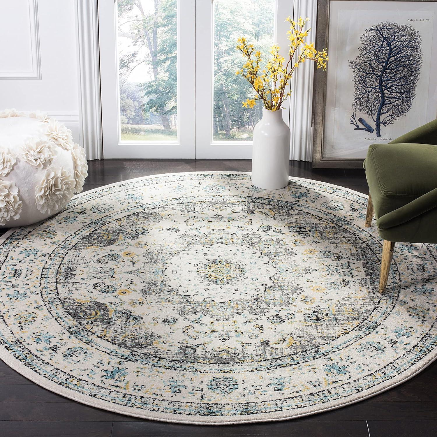 image:imageSAFAVIEH Area Rug 8x10 Evoke Collection Large Ivory amp Blue Shabby Chic Oriental Medallion Design NonShedding amp Easy to Clean Ideal for Living Room Bedroom Dining Space EVK220CGreyGold