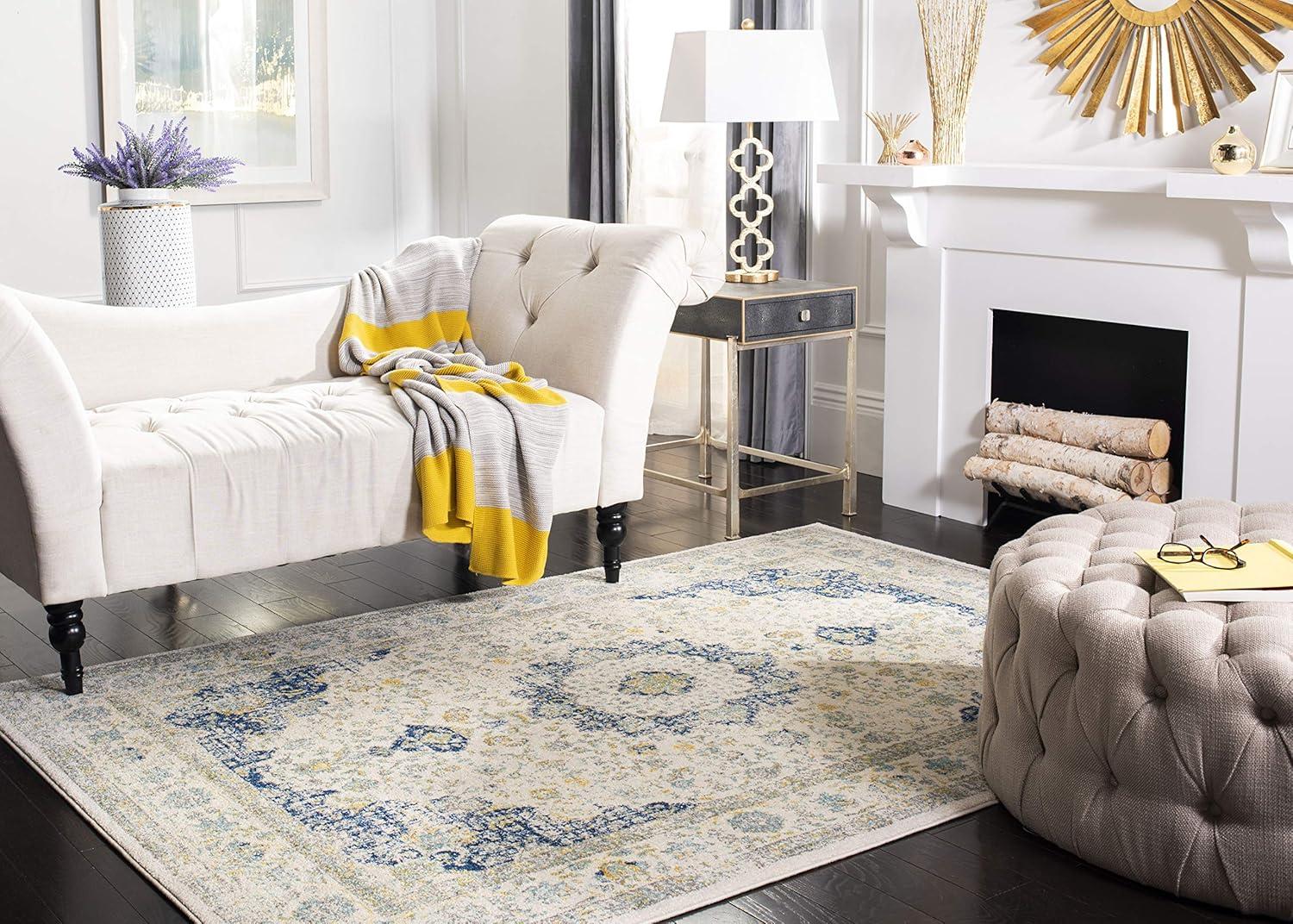 image:imageSAFAVIEH Area Rug 8x10 Evoke Collection Large Ivory amp Blue Shabby Chic Oriental Medallion Design NonShedding amp Easy to Clean Ideal for Living Room Bedroom Dining Space EVK220CIvoryBlue