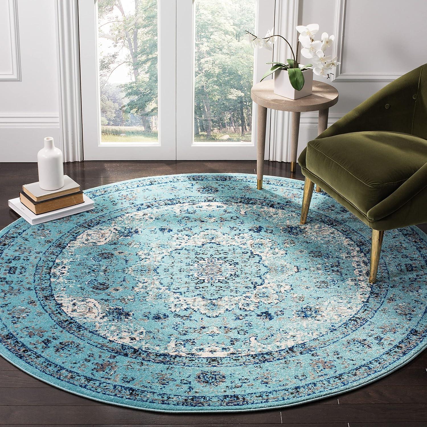 image:imageSAFAVIEH Area Rug 8x10 Evoke Collection Large Ivory amp Blue Shabby Chic Oriental Medallion Design NonShedding amp Easy to Clean Ideal for Living Room Bedroom Dining Space EVK220CLight Blue