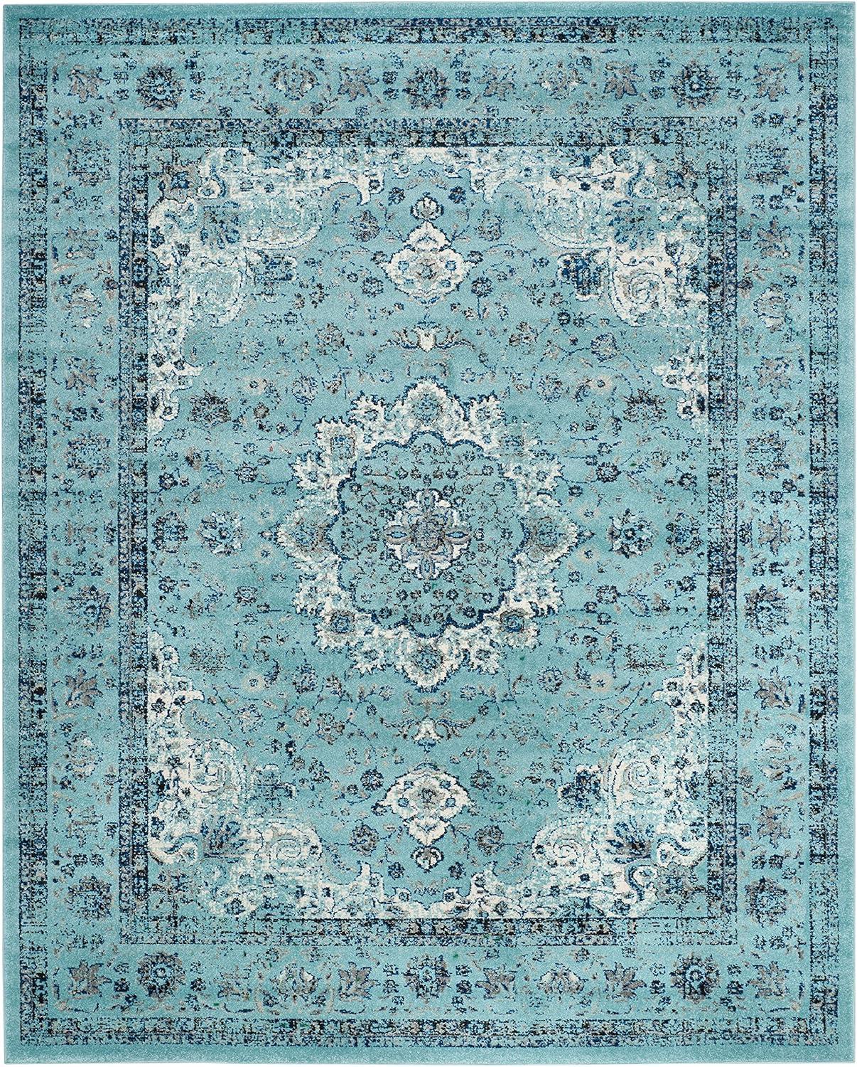 image:imageSAFAVIEH Area Rug 8x10 Evoke Collection Large Ivory amp Blue Shabby Chic Oriental Medallion Design NonShedding amp Easy to Clean Ideal for Living Room Bedroom Dining Space EVK220CLight Blue