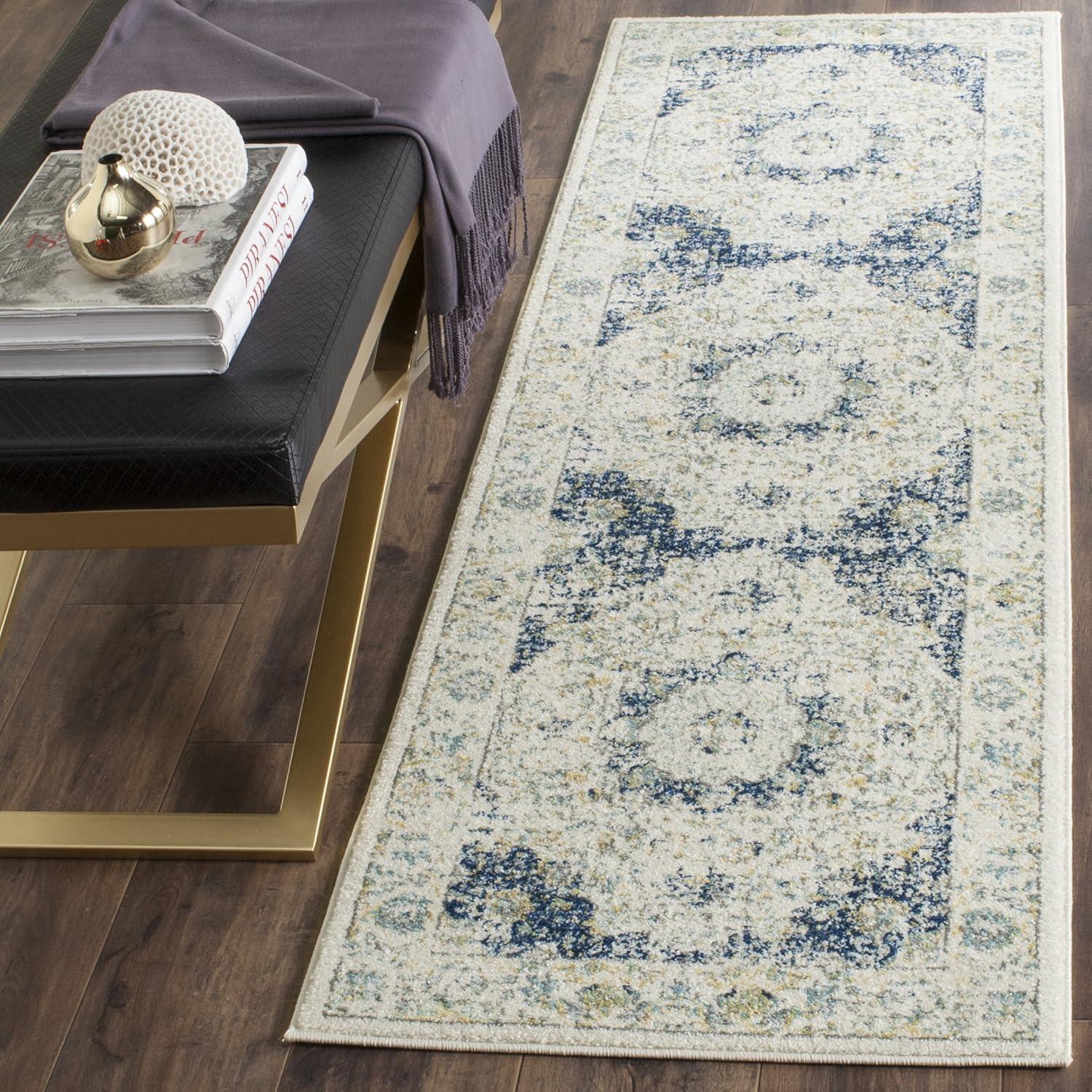 image:imageSAFAVIEH Area Rug 8x10 Evoke Collection Large Ivory amp Blue Shabby Chic Oriental Medallion Design NonShedding amp Easy to Clean Ideal for Living Room Bedroom Dining Space EVK220CIvoryBlue