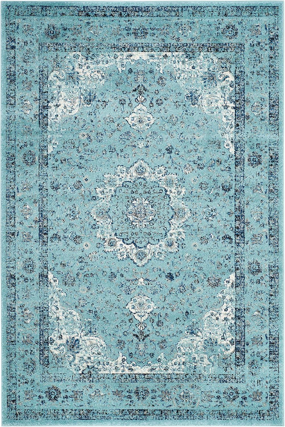 image:imageSAFAVIEH Area Rug 8x10 Evoke Collection Large Ivory amp Blue Shabby Chic Oriental Medallion Design NonShedding amp Easy to Clean Ideal for Living Room Bedroom Dining Space EVK220CLight Blue