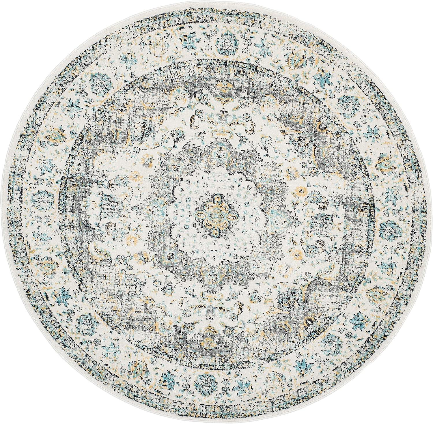 image:imageSAFAVIEH Area Rug 8x10 Evoke Collection Large Ivory amp Blue Shabby Chic Oriental Medallion Design NonShedding amp Easy to Clean Ideal for Living Room Bedroom Dining Space EVK220CGreyGold