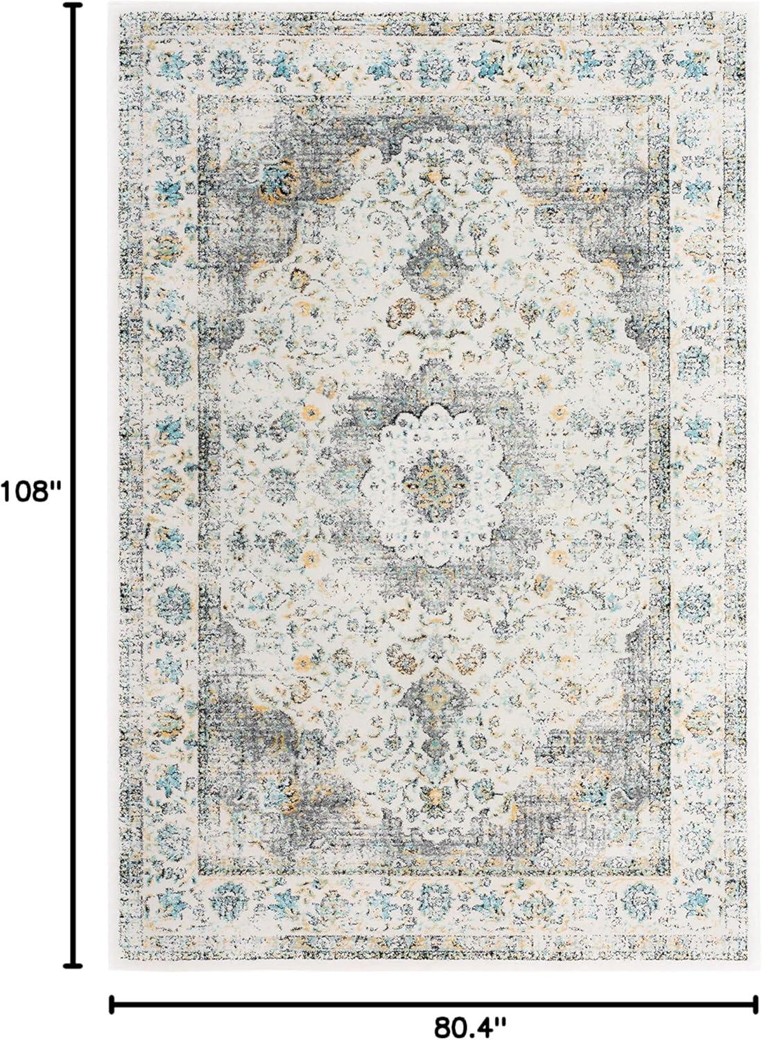 image:imageSAFAVIEH Area Rug 8x10 Evoke Collection Large Ivory amp Blue Shabby Chic Oriental Medallion Design NonShedding amp Easy to Clean Ideal for Living Room Bedroom Dining Space EVK220CGreyGold