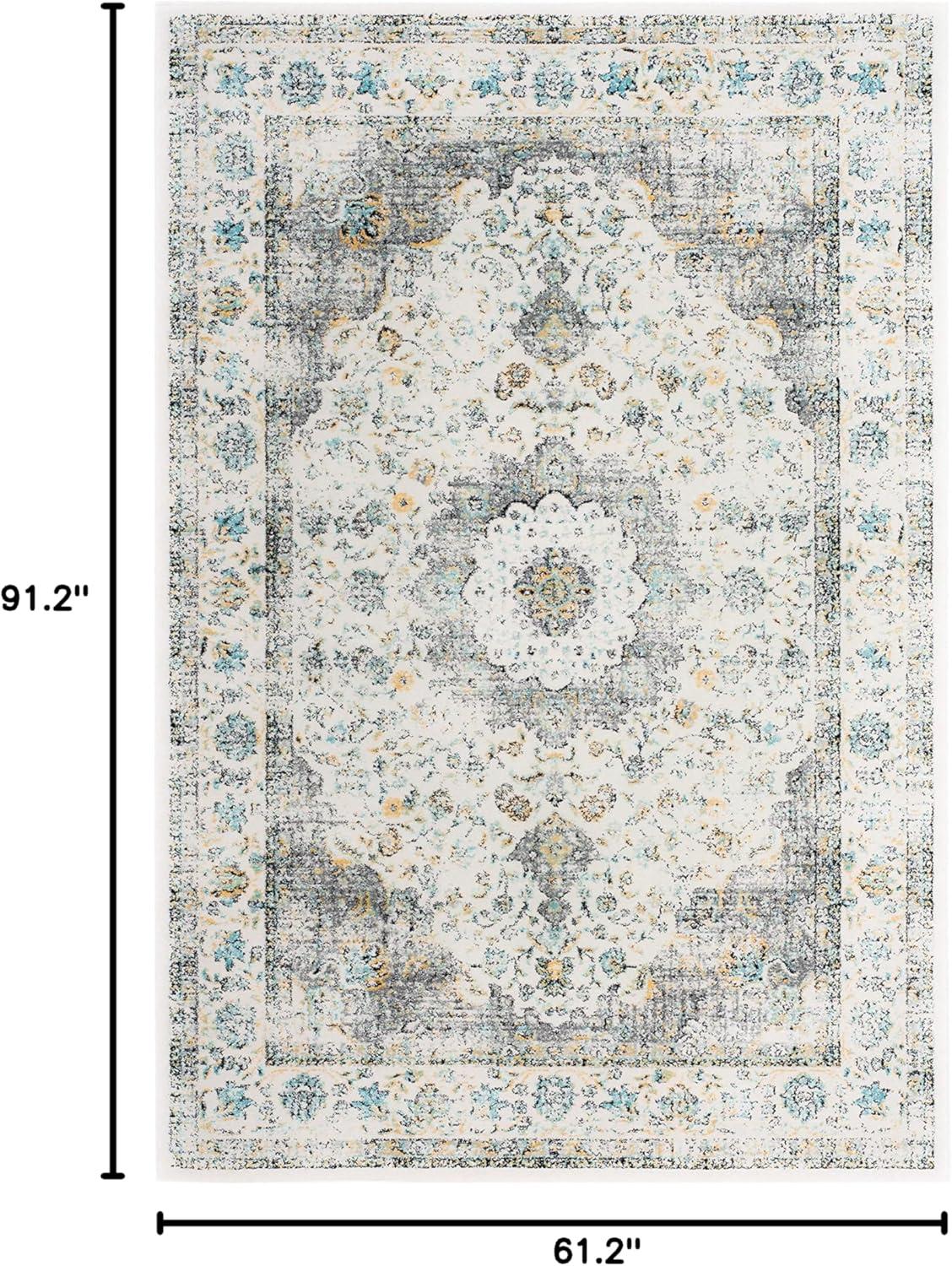 image:imageSAFAVIEH Area Rug 8x10 Evoke Collection Large Ivory amp Blue Shabby Chic Oriental Medallion Design NonShedding amp Easy to Clean Ideal for Living Room Bedroom Dining Space EVK220CGreyGold