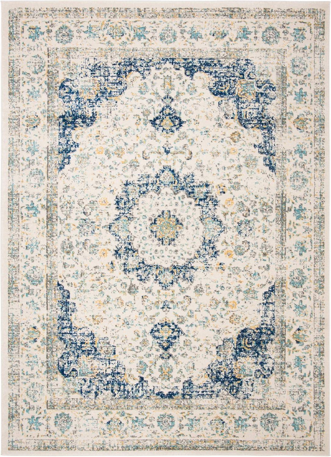 image:imageSAFAVIEH Area Rug 8x10 Evoke Collection Large Ivory amp Blue Shabby Chic Oriental Medallion Design NonShedding amp Easy to Clean Ideal for Living Room Bedroom Dining Space EVK220CIvoryBlue
