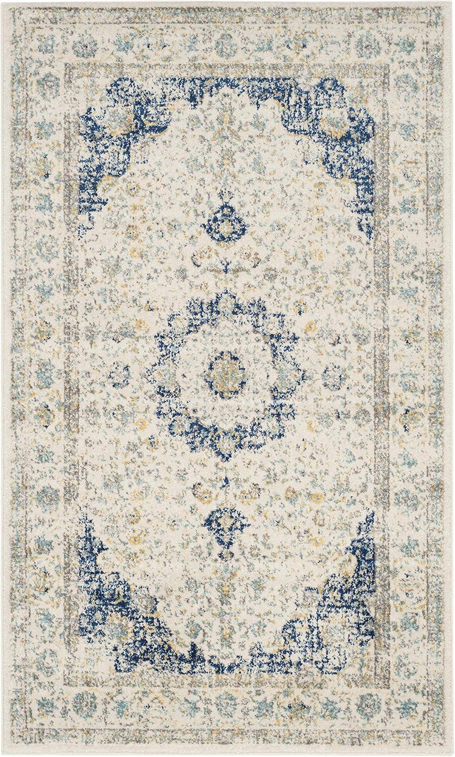 image:imageSAFAVIEH Area Rug 8x10 Evoke Collection Large Ivory amp Blue Shabby Chic Oriental Medallion Design NonShedding amp Easy to Clean Ideal for Living Room Bedroom Dining Space EVK220CIvoryBlue