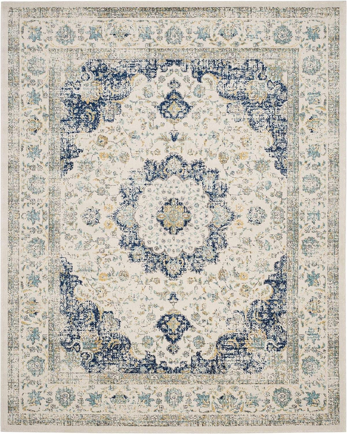 image:imageSAFAVIEH Area Rug 8x10 Evoke Collection Large Ivory amp Blue Shabby Chic Oriental Medallion Design NonShedding amp Easy to Clean Ideal for Living Room Bedroom Dining Space EVK220CIvoryBlue