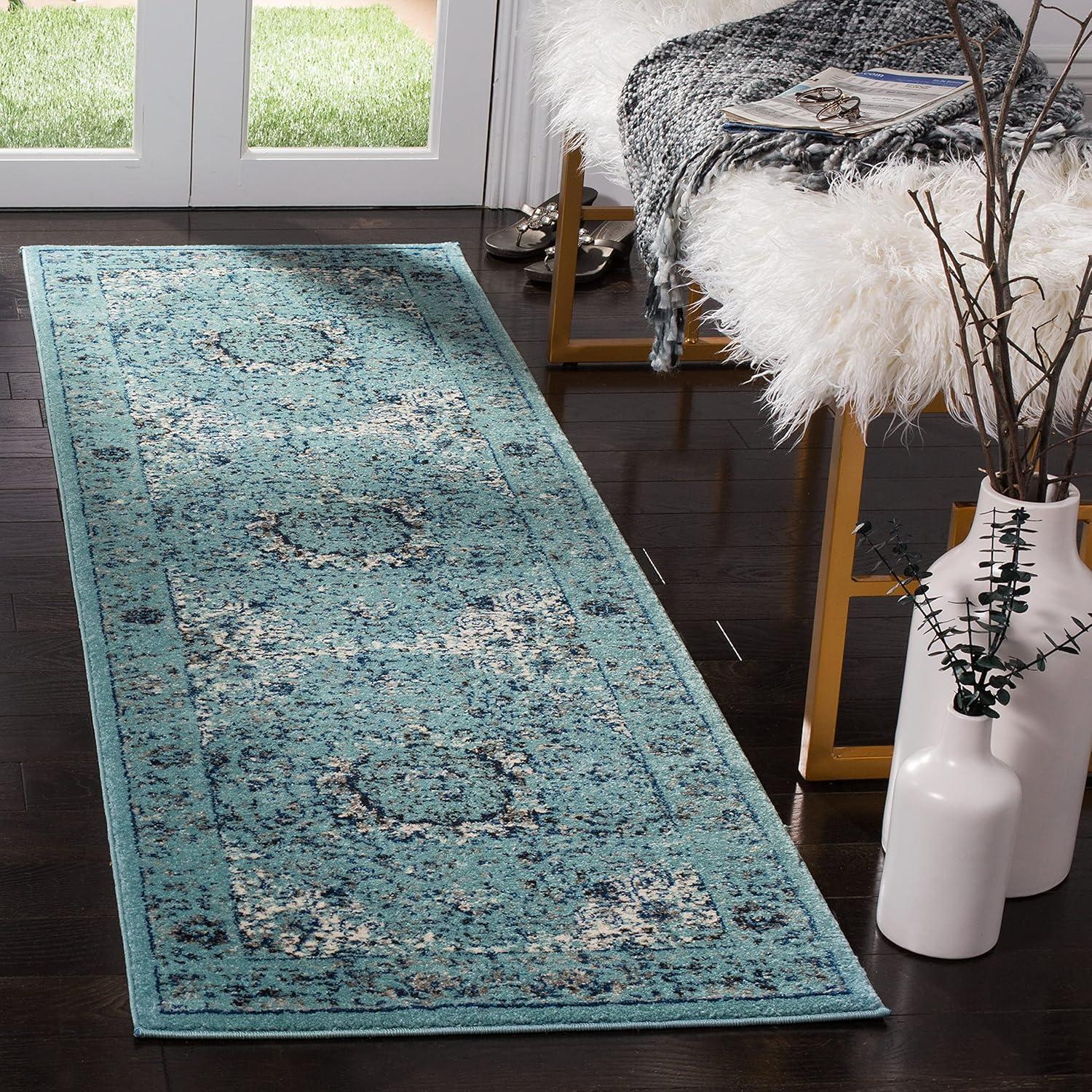 image:imageSAFAVIEH Area Rug 8x10 Evoke Collection Large Ivory amp Blue Shabby Chic Oriental Medallion Design NonShedding amp Easy to Clean Ideal for Living Room Bedroom Dining Space EVK220CLight Blue