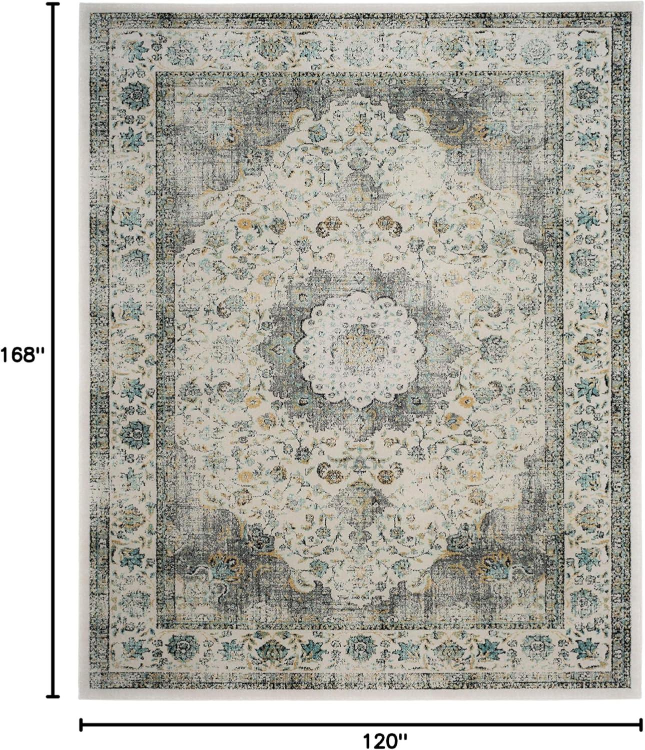 image:imageSAFAVIEH Area Rug 8x10 Evoke Collection Large Ivory amp Blue Shabby Chic Oriental Medallion Design NonShedding amp Easy to Clean Ideal for Living Room Bedroom Dining Space EVK220CGreyGold