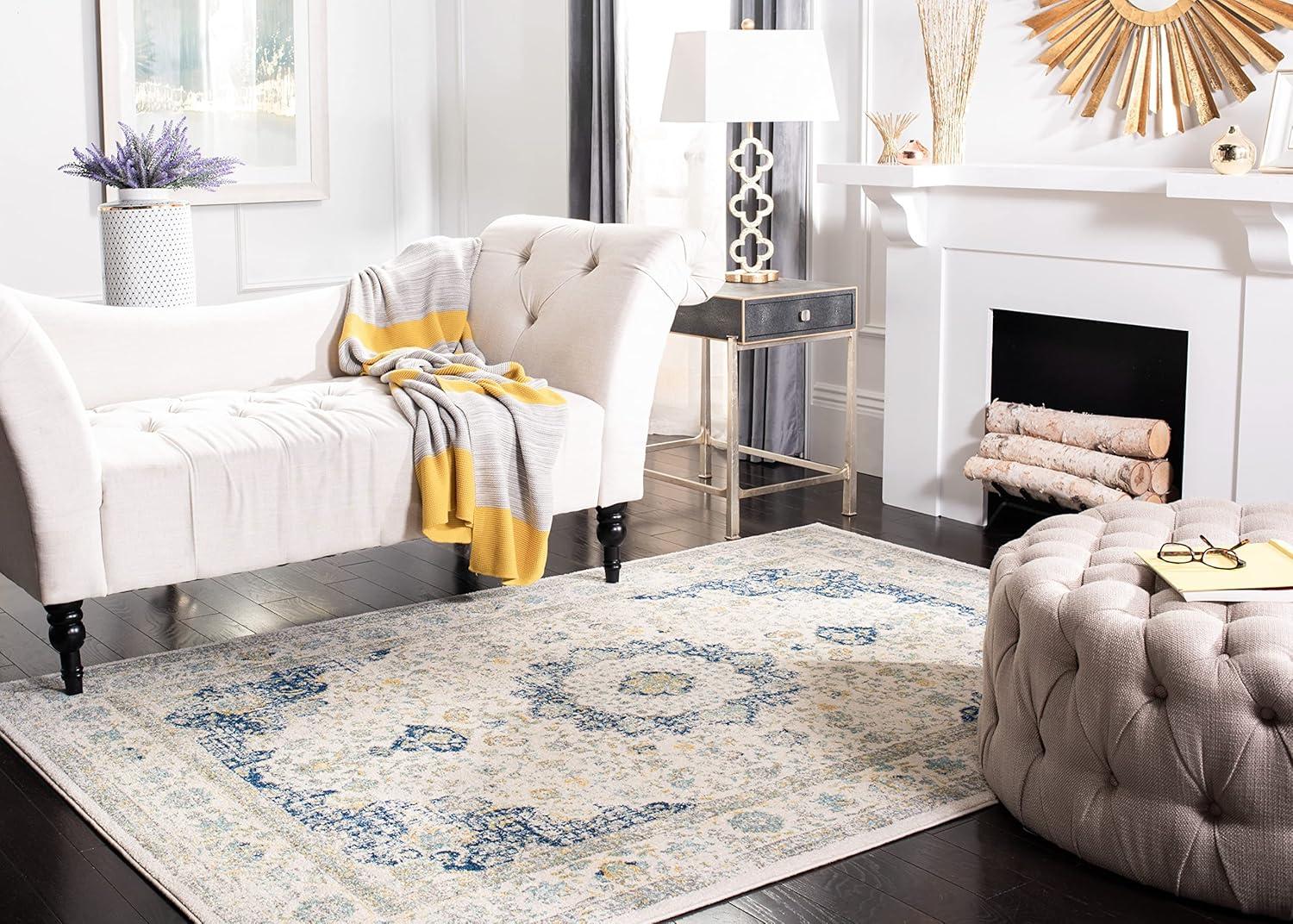 image:imageSAFAVIEH Area Rug 8x10 Evoke Collection Large Ivory amp Blue Shabby Chic Oriental Medallion Design NonShedding amp Easy to Clean Ideal for Living Room Bedroom Dining Space EVK220CIvoryBlue