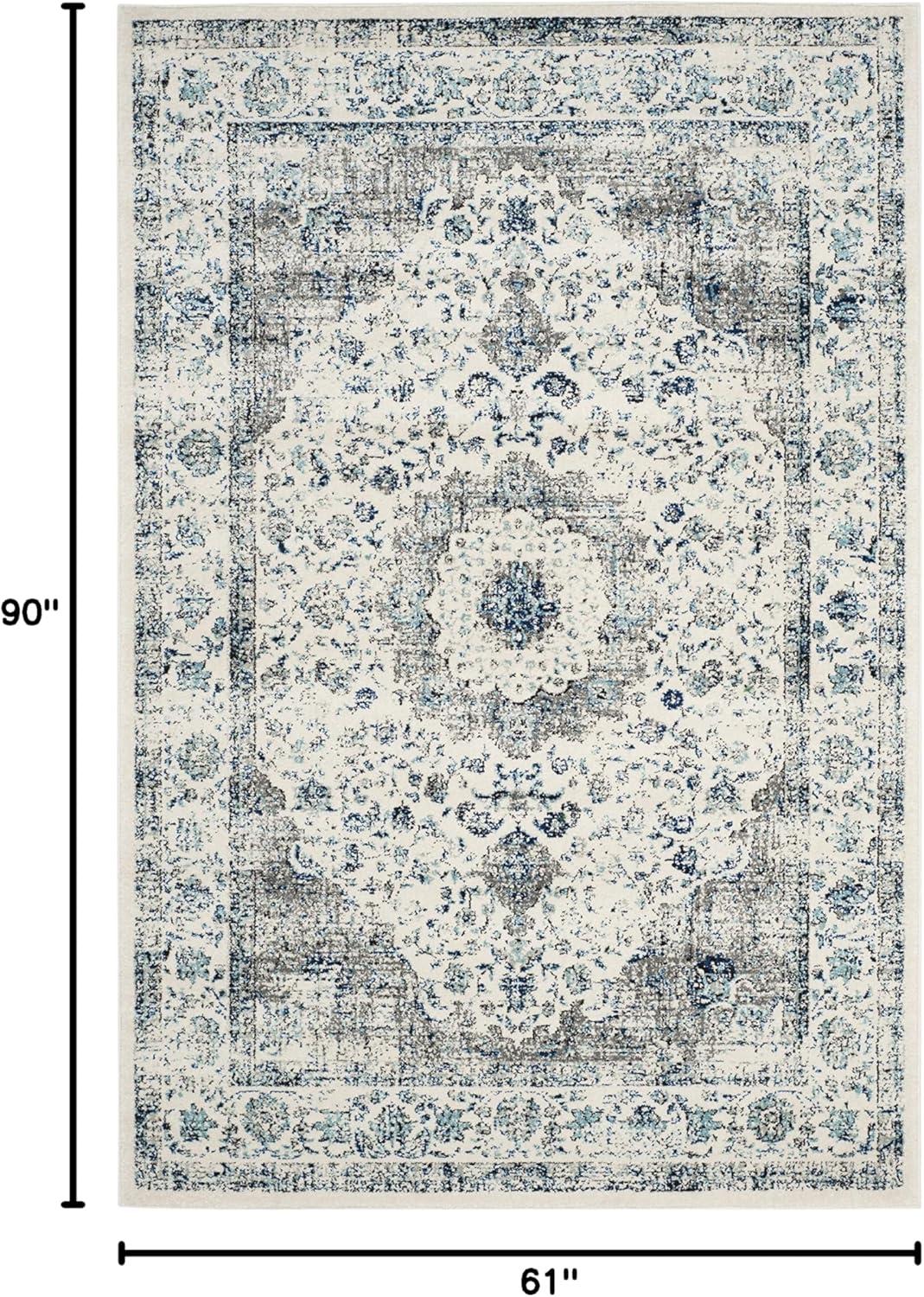 image:imageSAFAVIEH Area Rug 8x10 Evoke Collection Large Ivory amp Blue Shabby Chic Oriental Medallion Design NonShedding amp Easy to Clean Ideal for Living Room Bedroom Dining Space EVK220CGrey