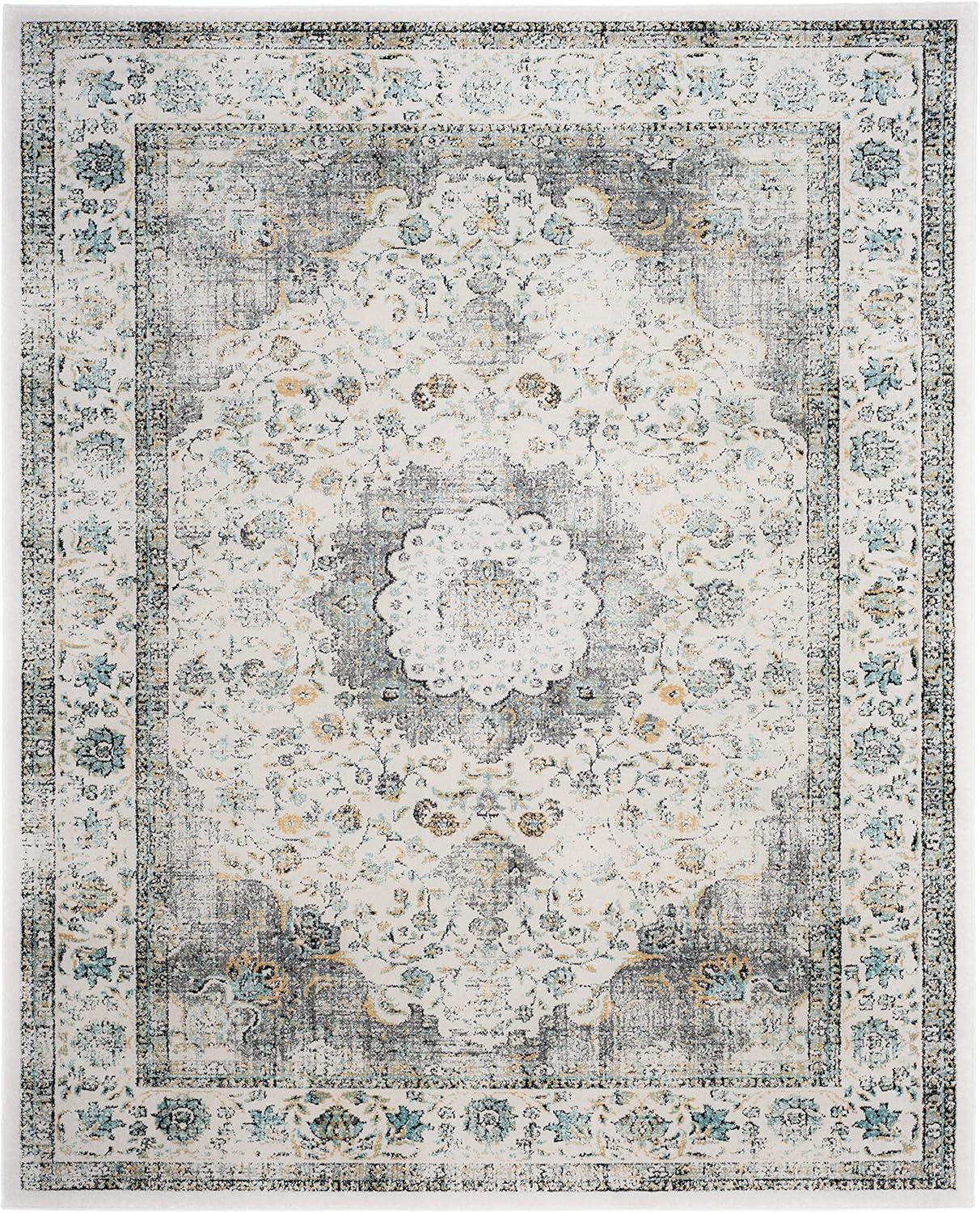 image:imageSAFAVIEH Area Rug 8x10 Evoke Collection Large Ivory amp Blue Shabby Chic Oriental Medallion Design NonShedding amp Easy to Clean Ideal for Living Room Bedroom Dining Space EVK220CGreyGold