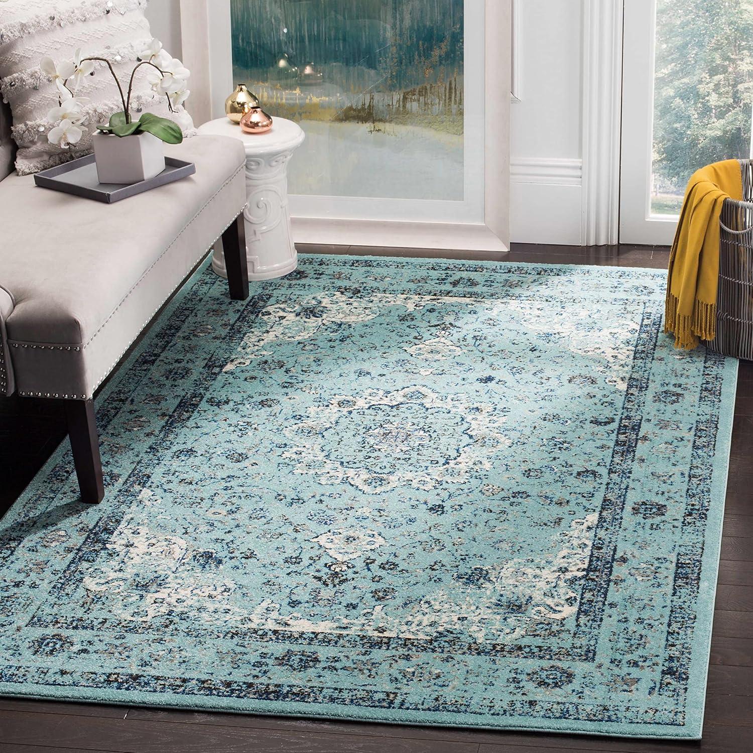 image:imageSAFAVIEH Area Rug 8x10 Evoke Collection Large Ivory amp Blue Shabby Chic Oriental Medallion Design NonShedding amp Easy to Clean Ideal for Living Room Bedroom Dining Space EVK220CLight Blue