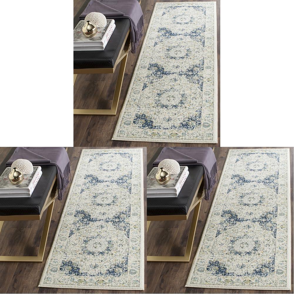 image:imageSAFAVIEH Area Rug 8x10 Evoke Collection Large Ivory amp Blue Shabby Chic Oriental Medallion Design NonShedding amp Easy to Clean Ideal for Living Room Bedroom Dining Space EVK220CIvoryBlue