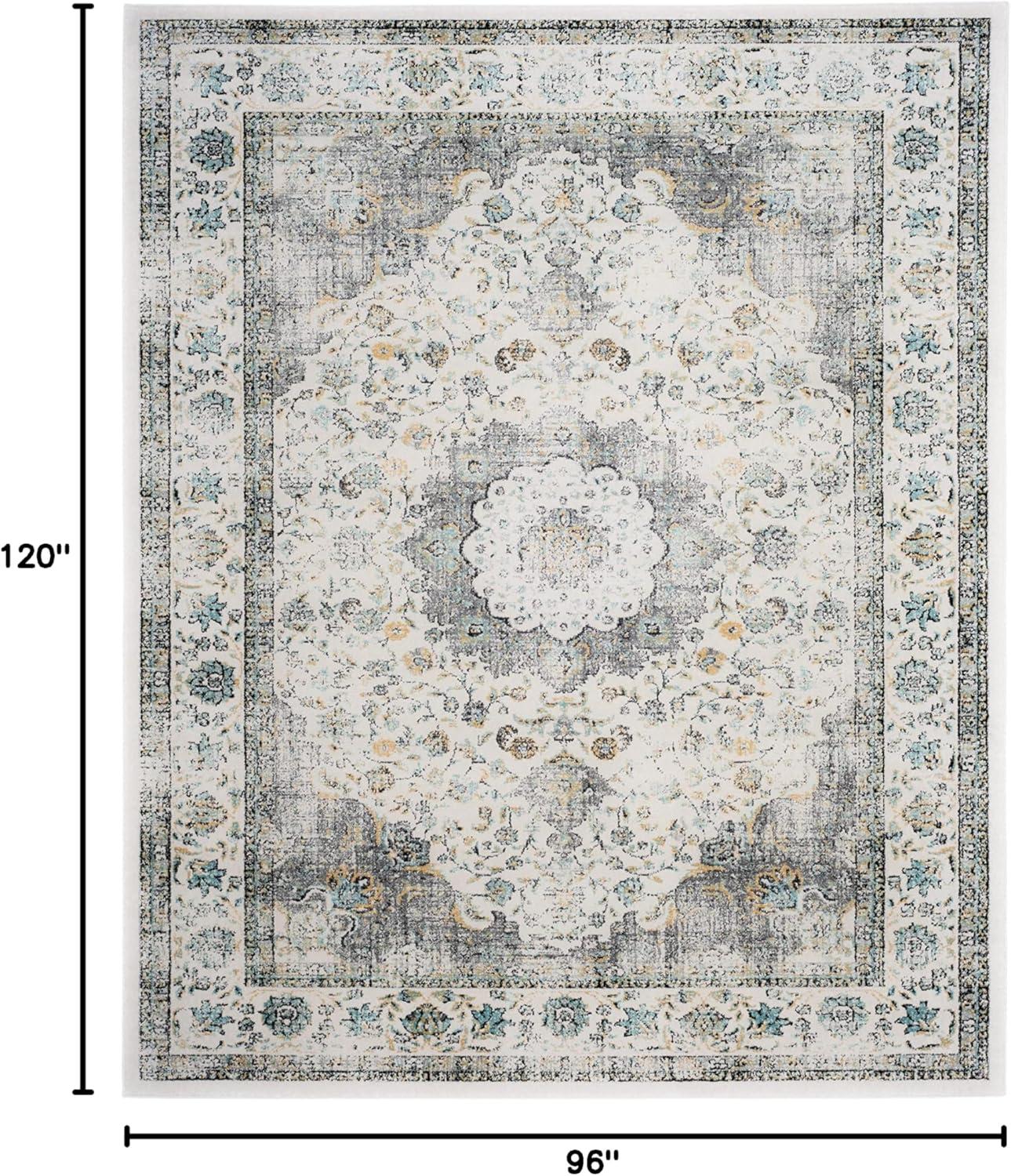 image:imageSAFAVIEH Area Rug 8x10 Evoke Collection Large Ivory amp Blue Shabby Chic Oriental Medallion Design NonShedding amp Easy to Clean Ideal for Living Room Bedroom Dining Space EVK220CGreyGold