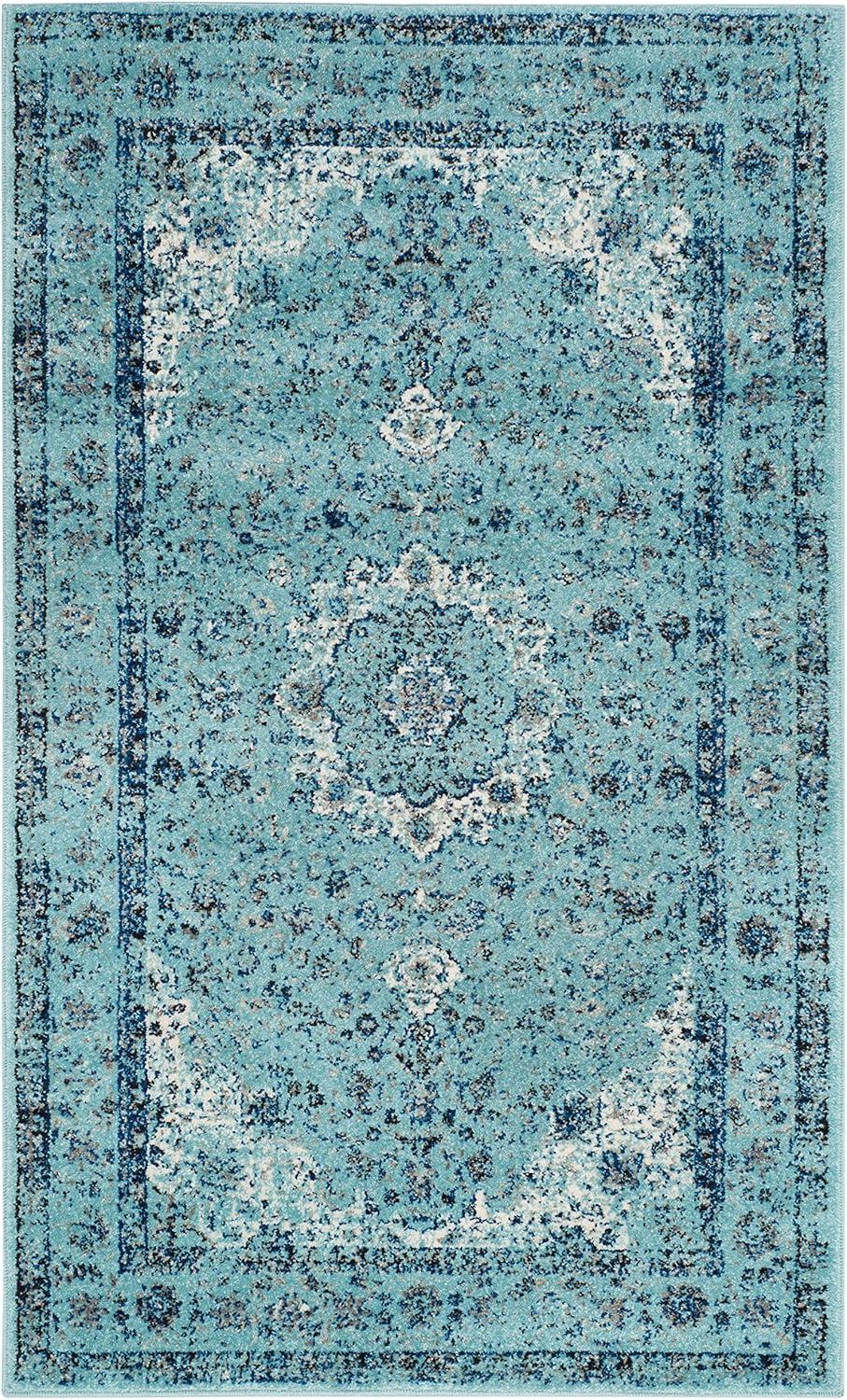 image:imageSAFAVIEH Area Rug 8x10 Evoke Collection Large Ivory amp Blue Shabby Chic Oriental Medallion Design NonShedding amp Easy to Clean Ideal for Living Room Bedroom Dining Space EVK220CLight Blue