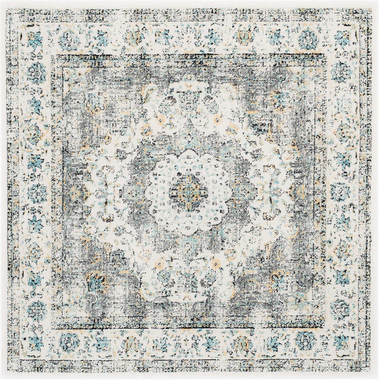image:imageSAFAVIEH Area Rug 8x10 Evoke Collection Large Ivory amp Blue Shabby Chic Oriental Medallion Design NonShedding amp Easy to Clean Ideal for Living Room Bedroom Dining Space EVK220CGreyGold