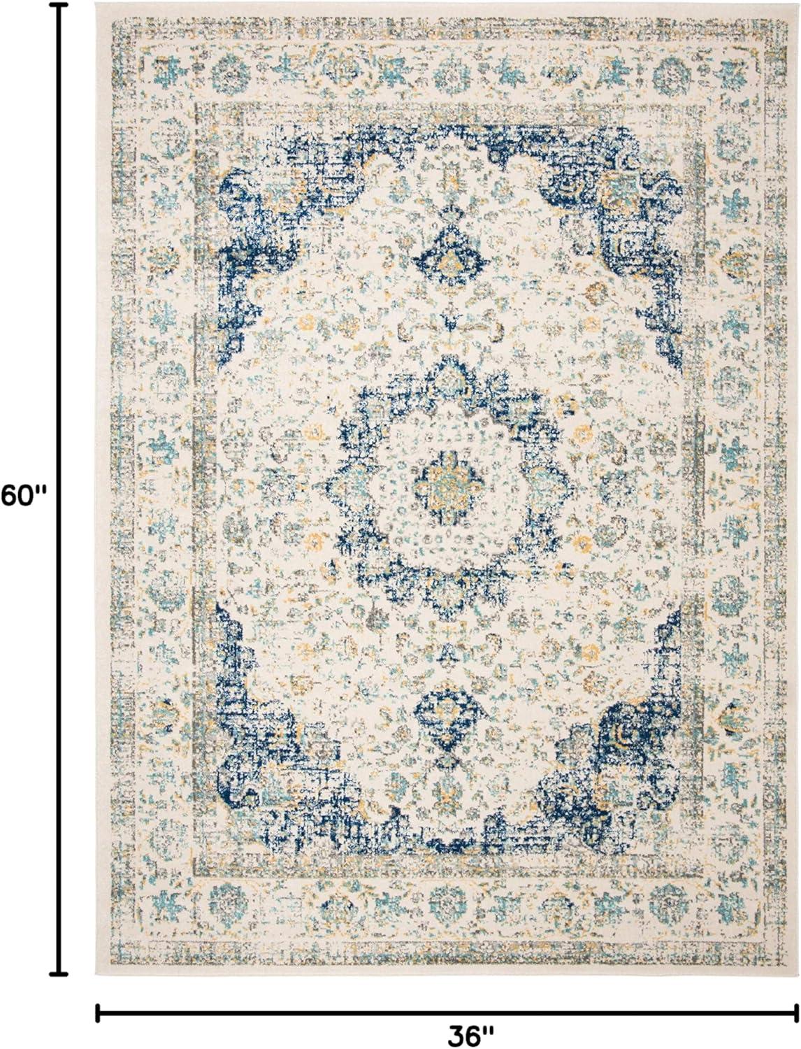 image:imageSAFAVIEH Area Rug 8x10 Evoke Collection Large Ivory amp Blue Shabby Chic Oriental Medallion Design NonShedding amp Easy to Clean Ideal for Living Room Bedroom Dining Space EVK220CIvoryBlue