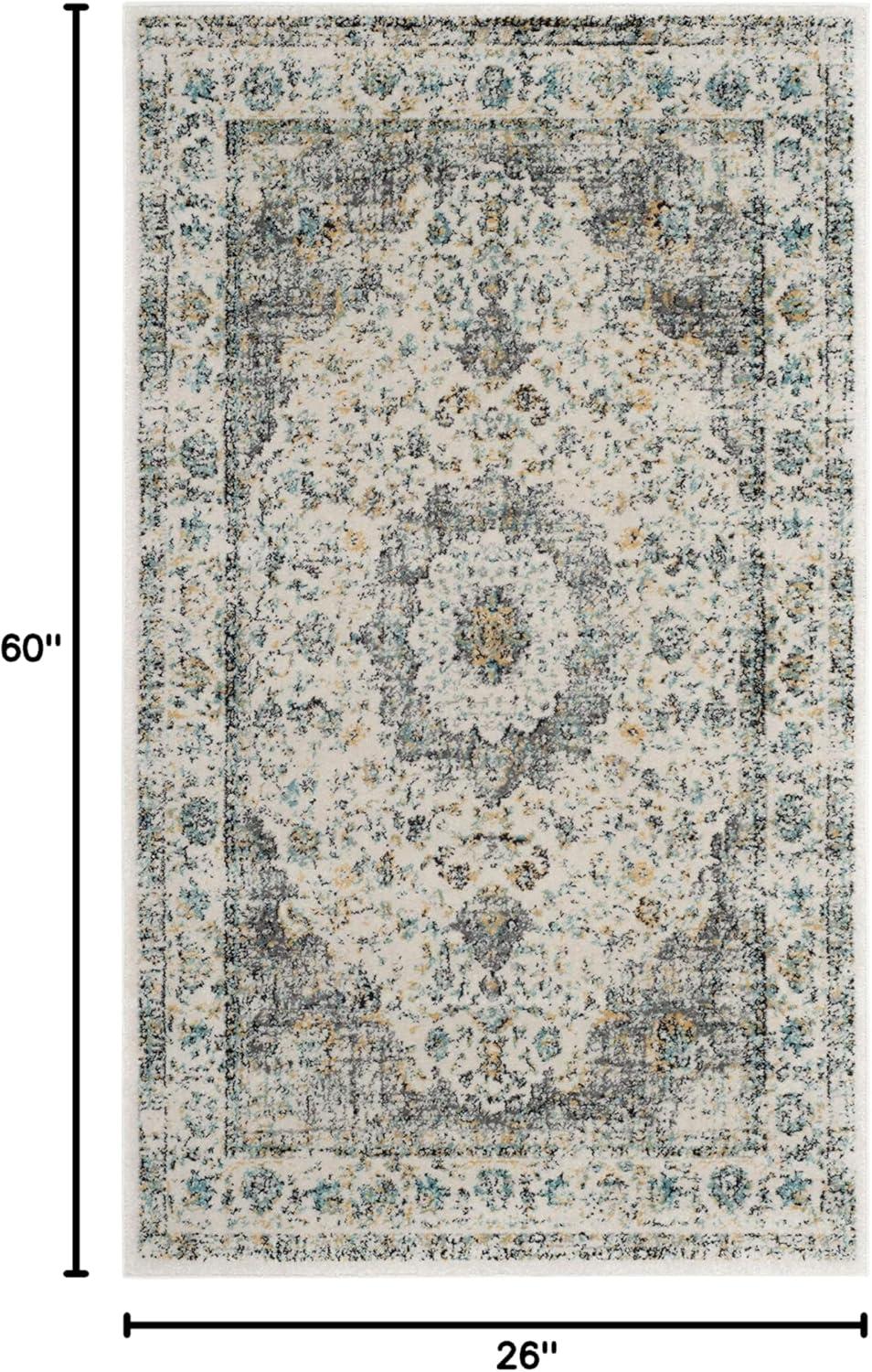 image:imageSAFAVIEH Area Rug 8x10 Evoke Collection Large Ivory amp Blue Shabby Chic Oriental Medallion Design NonShedding amp Easy to Clean Ideal for Living Room Bedroom Dining Space EVK220CGreyGold