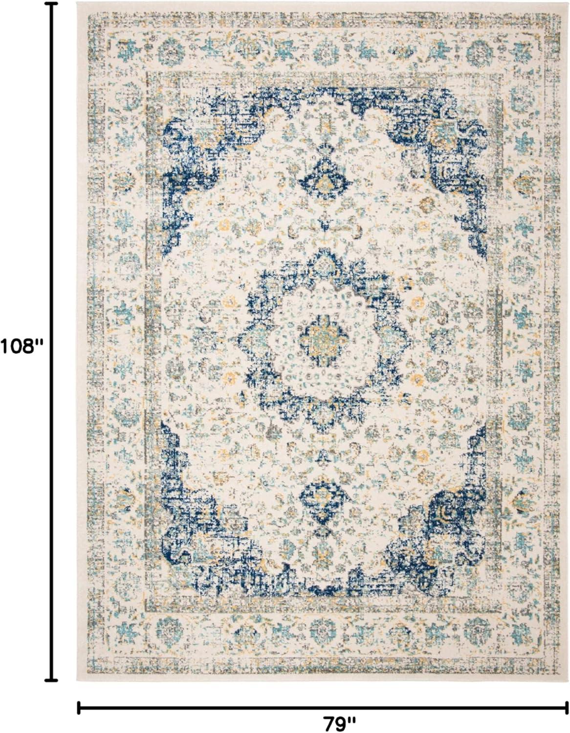 image:imageSAFAVIEH Area Rug 8x10 Evoke Collection Large Ivory amp Blue Shabby Chic Oriental Medallion Design NonShedding amp Easy to Clean Ideal for Living Room Bedroom Dining Space EVK220CIvoryBlue