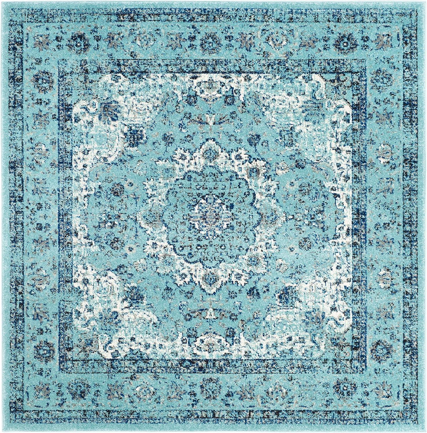 image:imageSAFAVIEH Area Rug 8x10 Evoke Collection Large Ivory amp Blue Shabby Chic Oriental Medallion Design NonShedding amp Easy to Clean Ideal for Living Room Bedroom Dining Space EVK220CLight Blue