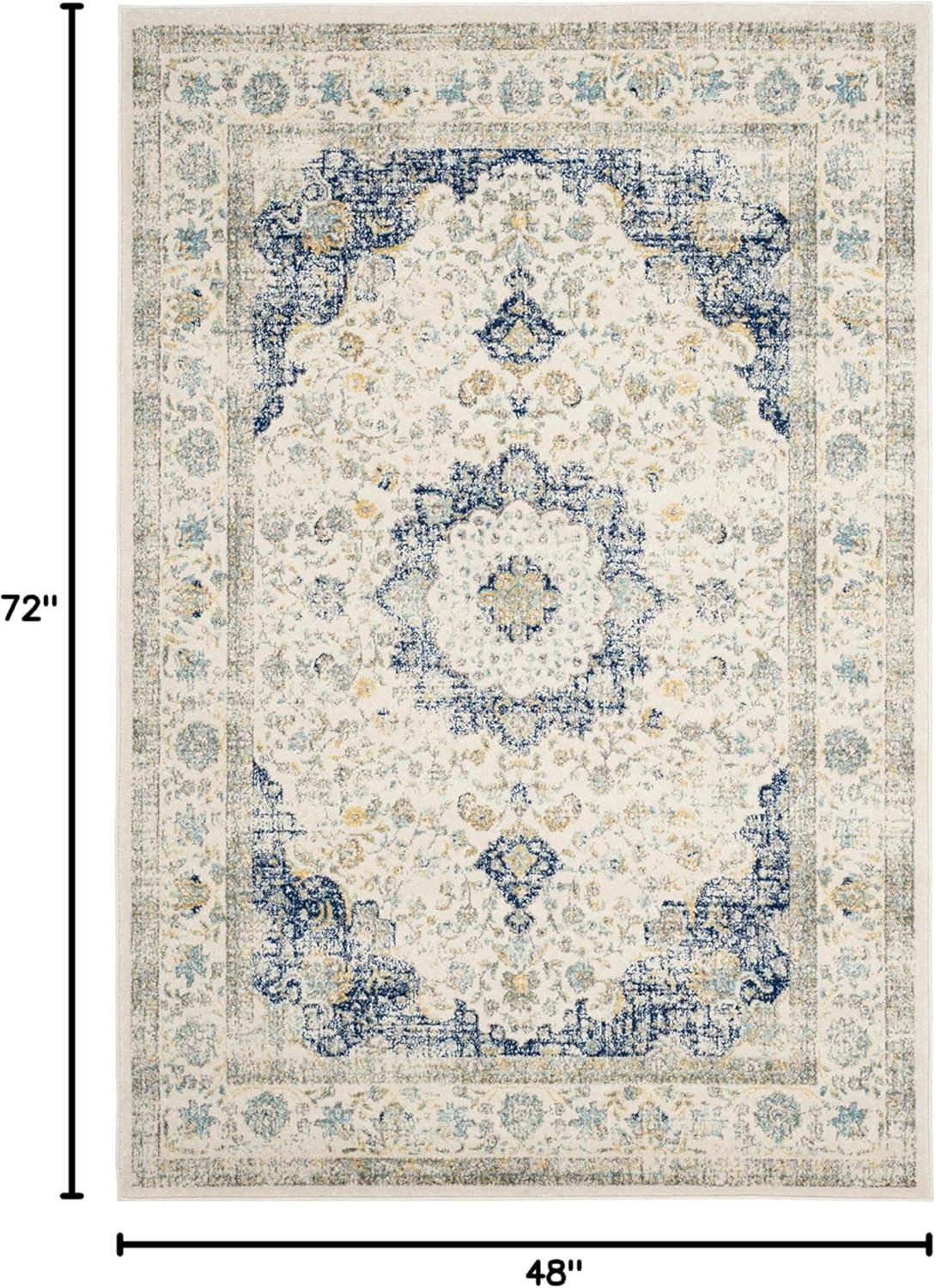 image:imageSAFAVIEH Area Rug 8x10 Evoke Collection Large Ivory amp Blue Shabby Chic Oriental Medallion Design NonShedding amp Easy to Clean Ideal for Living Room Bedroom Dining Space EVK220CIvoryBlue