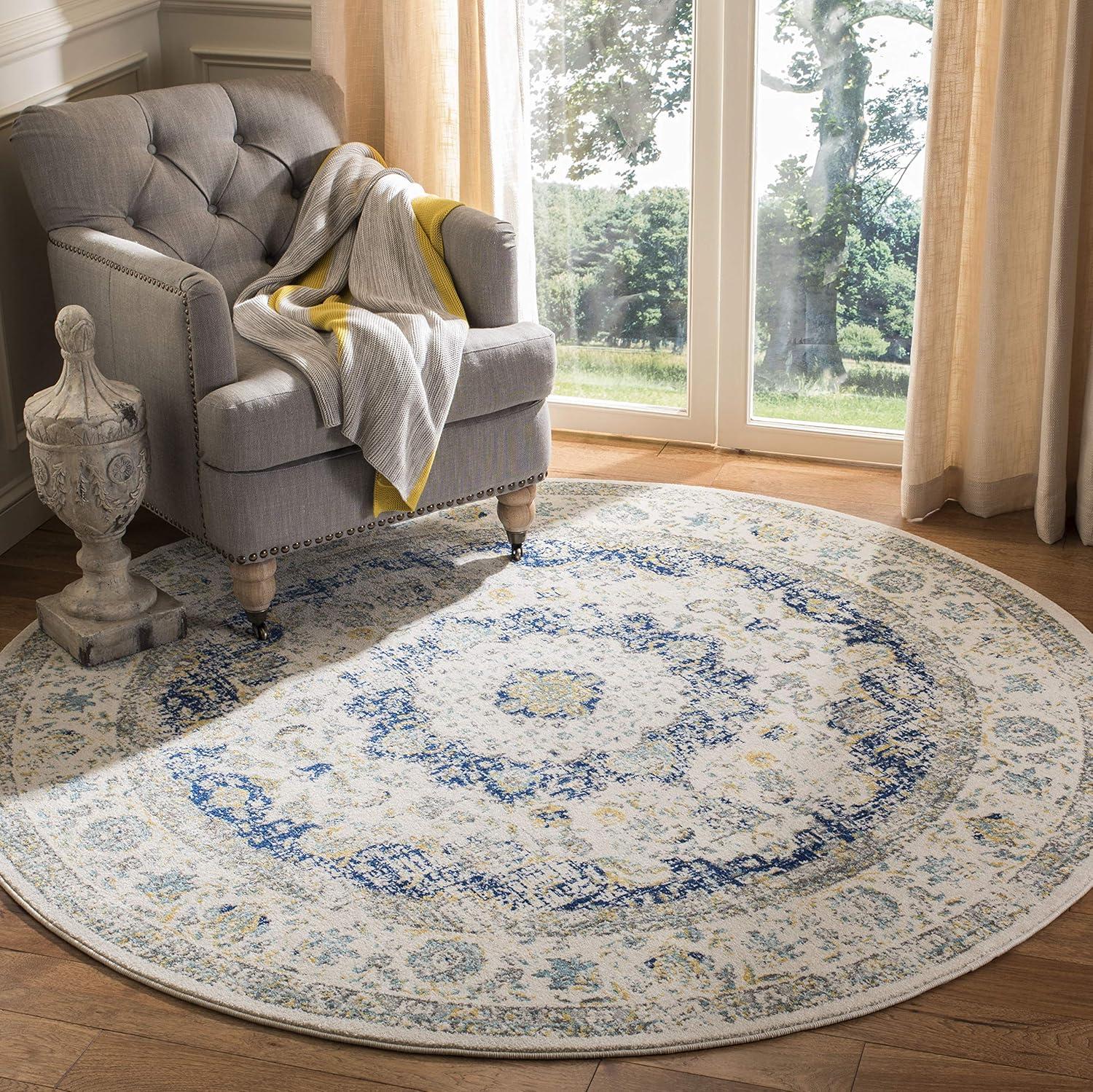 image:imageSAFAVIEH Area Rug 8x10 Evoke Collection Large Ivory amp Blue Shabby Chic Oriental Medallion Design NonShedding amp Easy to Clean Ideal for Living Room Bedroom Dining Space EVK220CIvoryBlue